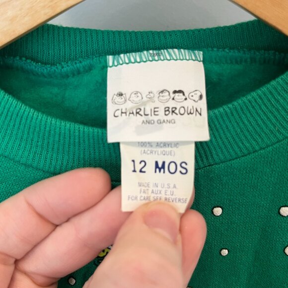 VTG 12m Snoopy Christmas Sweatshirt Charlie Brown & Gang Infant Toddler w/ Tags - Picture 7 of 9